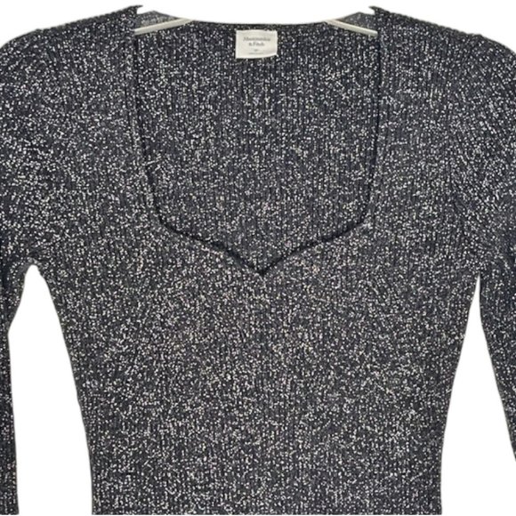 Abercrombie & Fitch Sweetheart Mini Sweater Dress - Black/Silver Metallic - SP - Picture 3 of 10